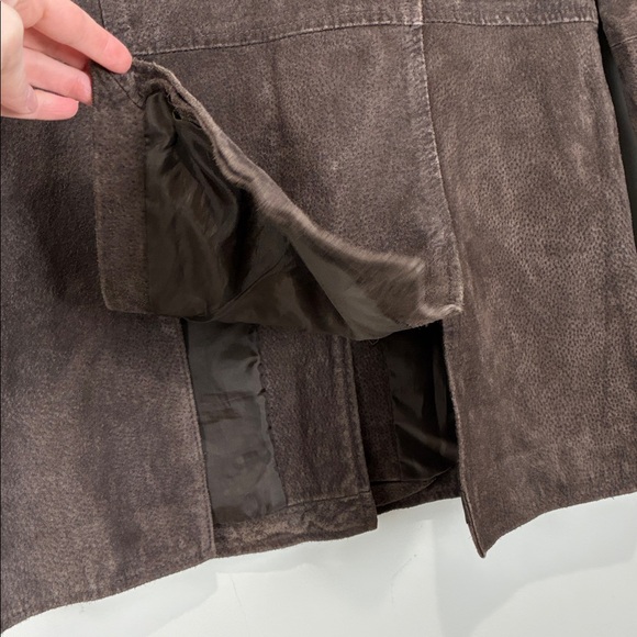 Misdemeanor Womens Large Suede Jacket Brown Button Front Y2K - Picture 5 of 7